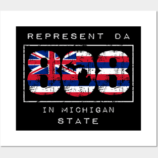 Rep Da 808 in Michigan State by Hawaii Nei All Day Posters and Art